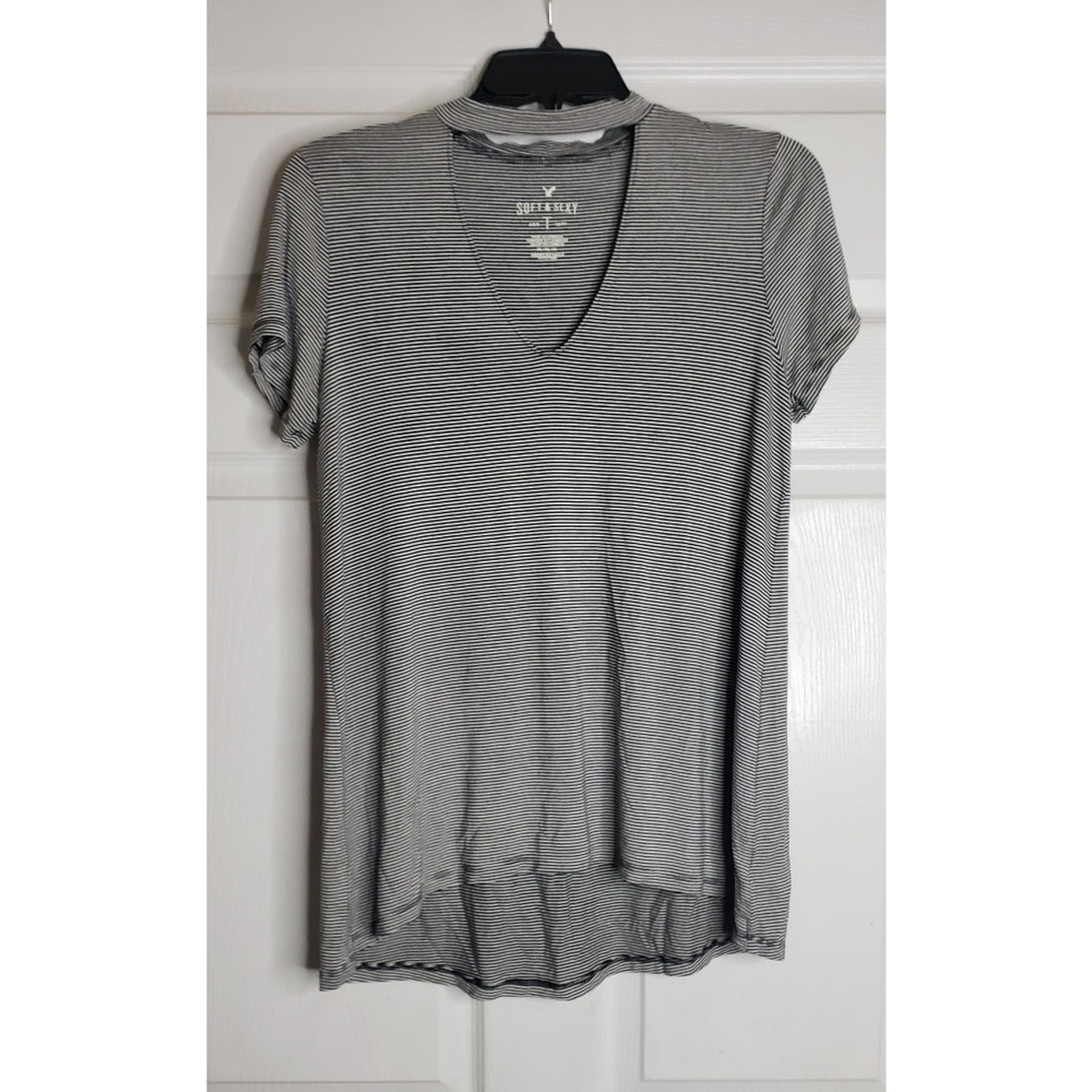 Black and White Striped/ American Eagle Top